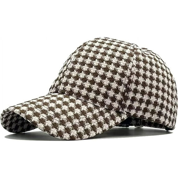 CoCoMangos Unisex Retro Houndstooth Print Baseball Cap Casual Sun Protection Dad Hat Polo Style Trucker Hats Adjustable Headwear