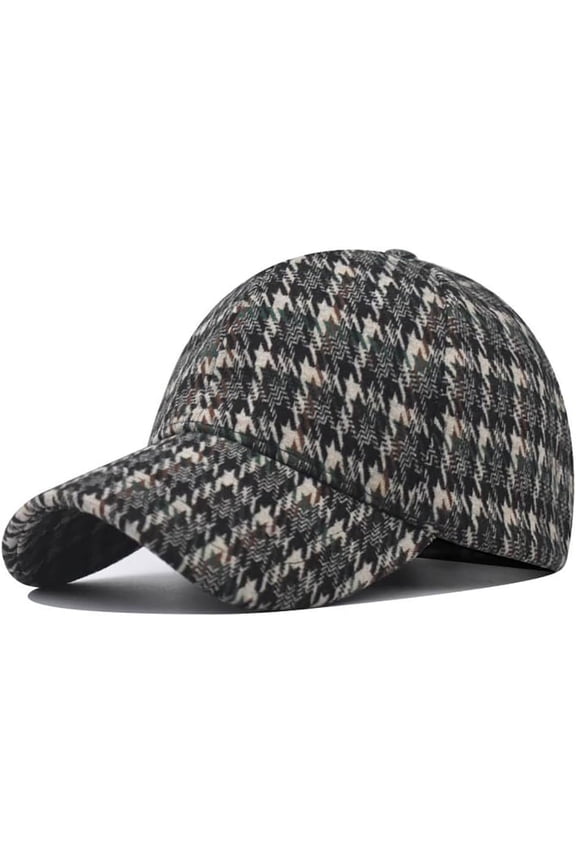 Unisex Retro Houndstooth Print Baseball Cap Casual Sun Protection Dad Hat Polo Style Trucker Hats Adjustable Headwear