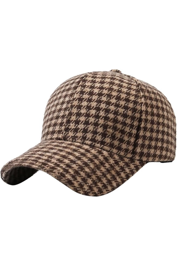 Unisex Retro Houndstooth Print Baseball Cap Casual Sun Protection Dad Hat Polo Style Trucker Hats Adjustable Headwear