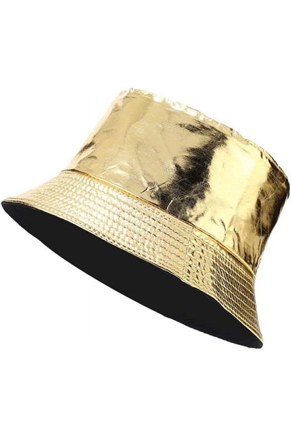 Unisex Stylish Waterproof Bucket Hat PU Leather Rain Hats Reversible Packable Multicolor Travel Sun Fishmen Cap