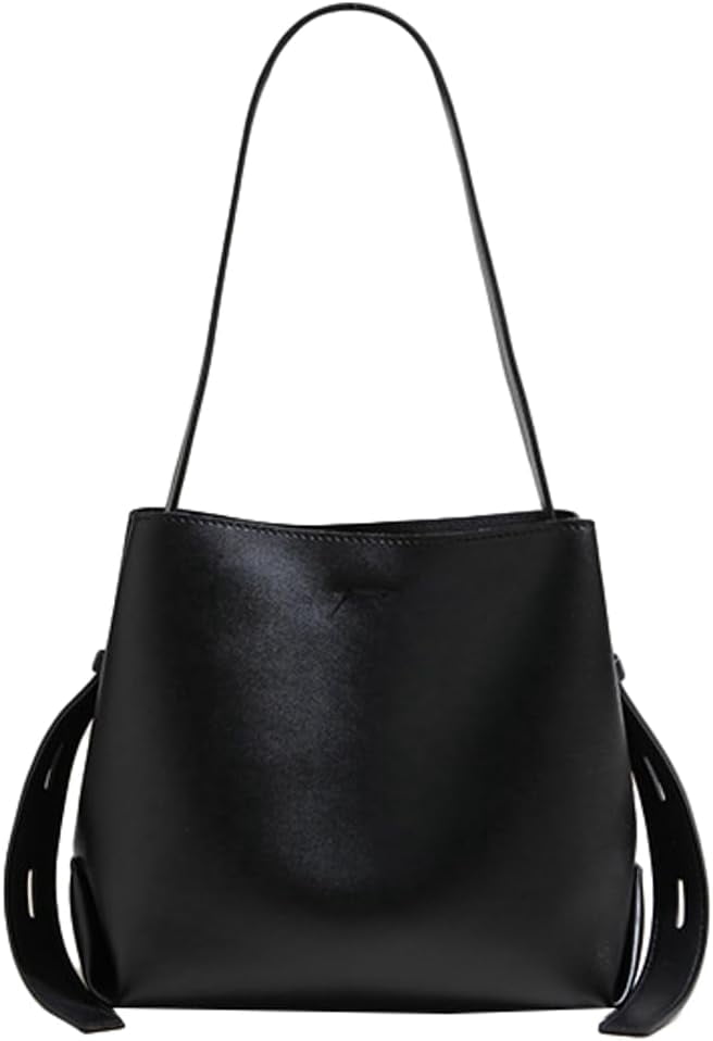 CoCoMangos Vegan Leather Bucket Tote Purse for Women Trendy Adjustable Strap Crossbody Handbags Shoulder Bag Magnetic Snap