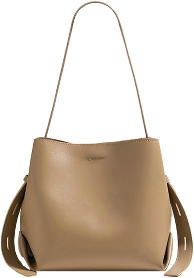 CoCoMangos Vegan Leather Bucket Tote Purse for Women Trendy Adjustable Strap Crossbody Handbags Shoulder Bag Magnetic Snap