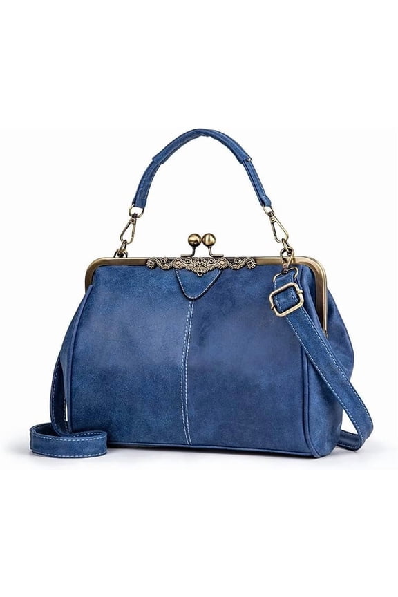 Vintage Kiss Lock Handbag PU Leather Evening Clutch Satchel Retro Hollow Crossbody Shoulder Purse Tote
