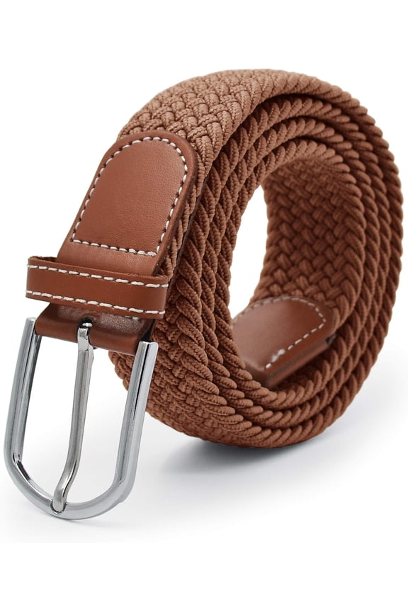Weave Elastic Belt, Unisex Braided Casual Outdoor Fabric Woven Belt Waist Straps with Metal Buckle