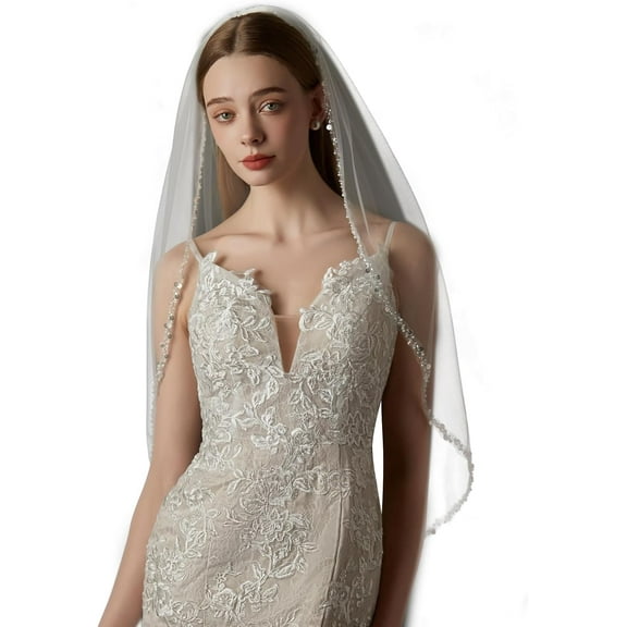 CoCoMangos Wedding Veil, Bridal Veil Drop Veil Wedding Handmade Soft Tulle With Hair Comb for Brides