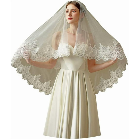 CoCoMangos Wely 2 T Glitter Soft Tulle Sequin Lace Wedding Bridal Veil F39