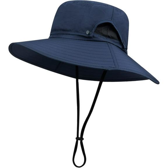 CoCoMangos Wide Brim Outdoor Fishing Hat Waterproof Bonnie Hats Cooling Safari Hunting Hat with Strap Mesh Bush Jungle Sun Cap