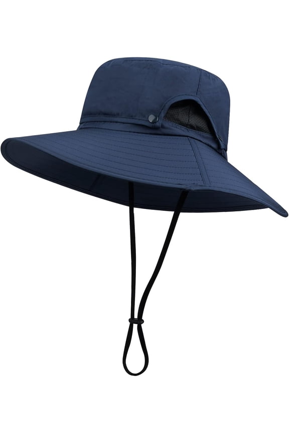 Wide Brim Outdoor Fishing Hat Waterproof Bonnie Hats Cooling Safari Hunting Hat with Strap Mesh Bush Jungle Sun Cap