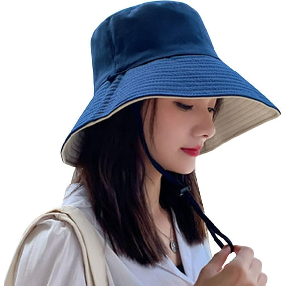 CoCoMangos Wide Brim Reversible Fishermen Hats for Women Solid Sun Protection Summer Bucket Caps Fishing Safari Boonie Hats