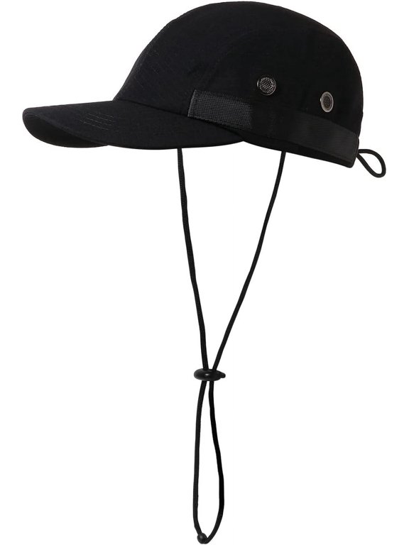 Windproof Baseball Cap with Chin Strap Water-Resistant Outdoor Sport Mountain Hat Men's Unconstructed Plain Trucker Cap