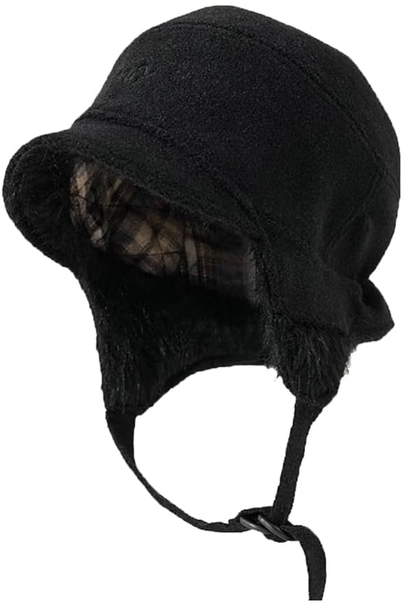 Winter Hat with Soft Short Brim Warm Fleece Lined Windproof Earflaps Aviator Hats Outdoor Thickened Baseball Cap