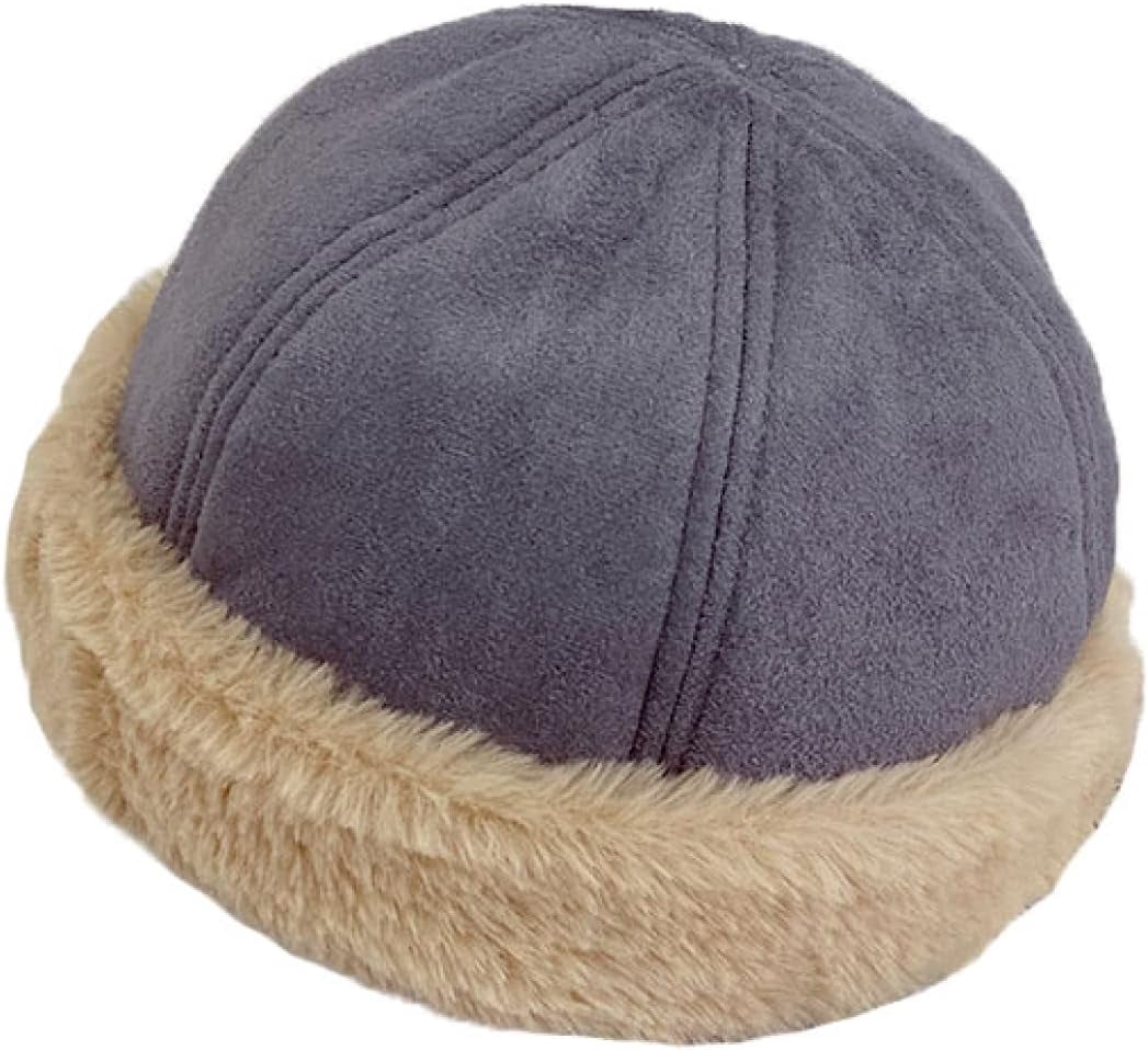 CoCoMangos Winter Suede Hats for Women Thick Bonnet Solid Colors Cap Skulls Beanies Short Curling Women Caps