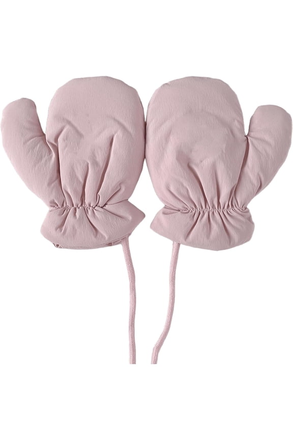 Winter Warm Mittens on Rope Cold Weather Down Gloves Baby Girl Full Finger Snow Mittens for 2-5T Toddler Spring