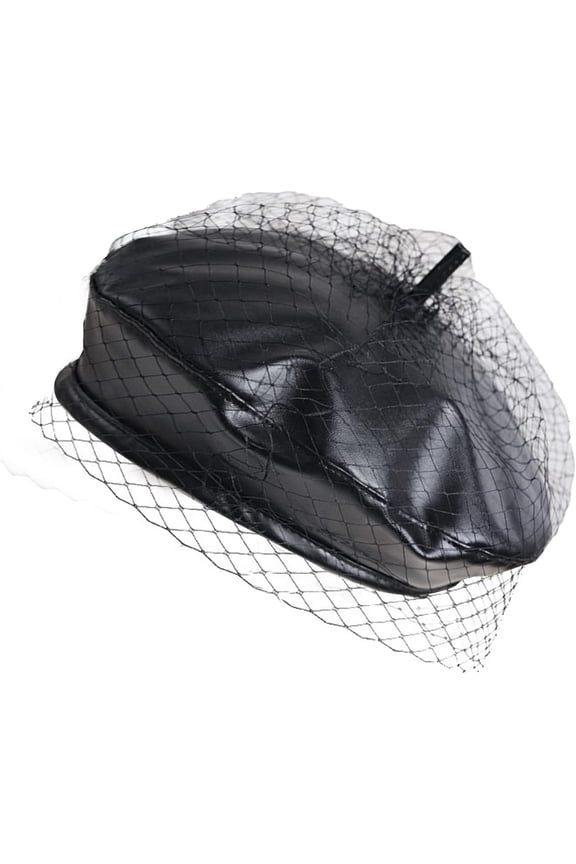 Women Beret Hats with Veil, Casual Baker Boy Captain Hat for Wedding Party Church