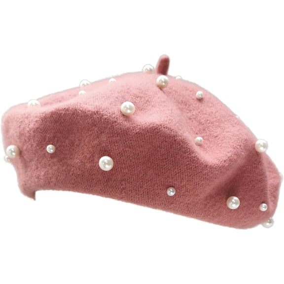 CoCoMangos Women Beret Pearl Elegant Sweet Artist French Style Beret Beanie Cap