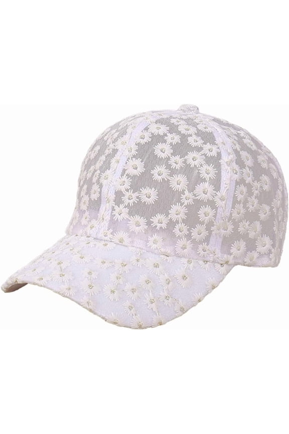 Women Cute Baseball Cap Lace Floral Hat Flowers Cap Sun Hat Mesh Hollow Trucker Hat Sun Visor Hat