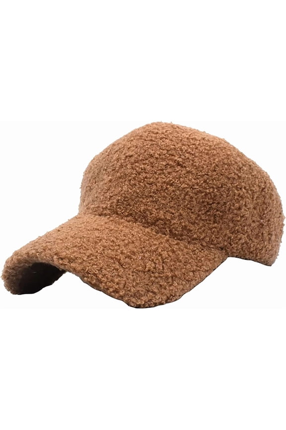 Women Faux-Lamb-Wool Baseball-Cap Outdoor Winter Warm Teddy-Fleece Style Hip-Hop Cap for Unisex