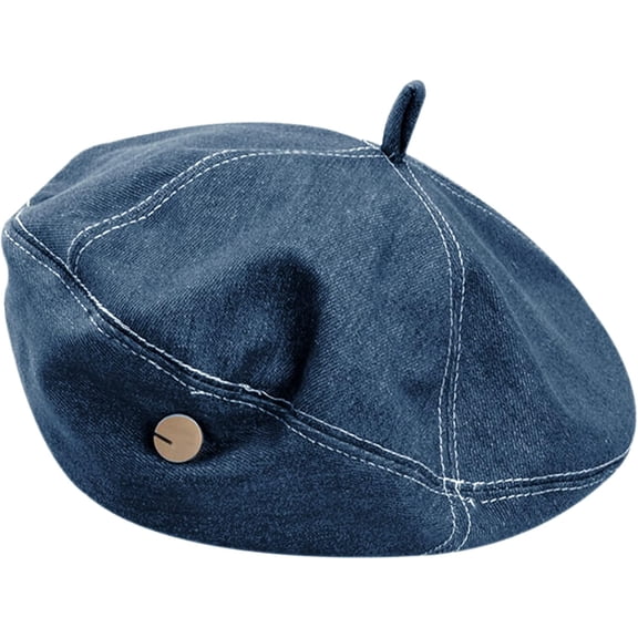 CoCoMangos Women Girls Denim Beret French Hat Casual Sun Hat with Adjustable Strap
