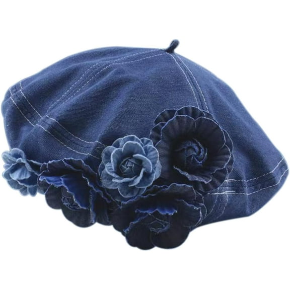 CoCoMangos Women Girls Denim Beret French Hat Casual Sun Hat with Adjustable Strap