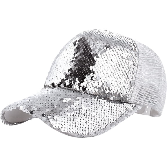 CoCoMangos Women Glitter Sequins Baseball Cap Breathable Mesh Adjustable Baseball Cap Bling Sun Hat Casual Sport Cap