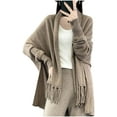thumbnail image 1 of CoCoMangos Women Knit Pashmina Shawl Wrap Open Front Batwing Long Sleeve Cardigan Sweaters with Tassel Winter Warm Chunky Cape, 1 of 7
