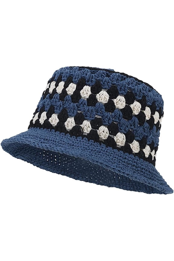Women Knitted Crochet Bucket Hat White Red Cute Floral Fisherman Cap Foldable Casual Boho Beanies Caps