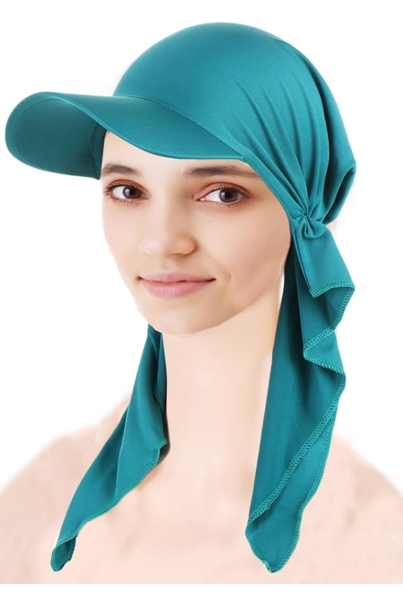 Women Peaked Chemo Cap Sun Protection Baseball Cap Newsboy Hat Elastic Soft Pre Tied Headscarf Hair Loss Turbans