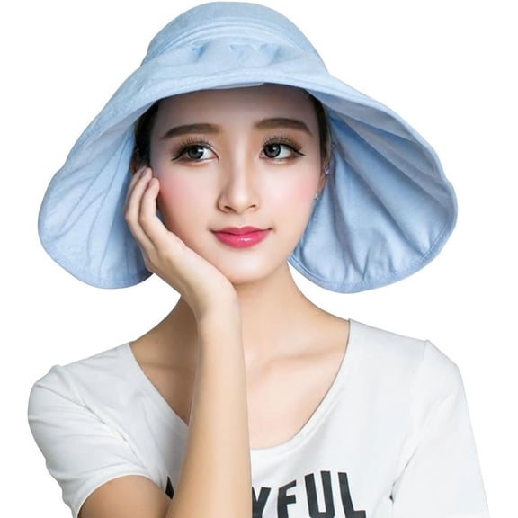 CoCoMangos Women Roll Up Wide Brim Beach Hat Outdoor Packable UV Protection Sun Visor Hat
