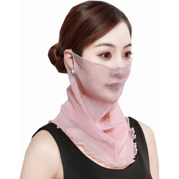 CoCoMangos Women Silk Mask Veil Summer Anti-Dust Face Mask Neck Gaiter Sun Proof Face Cover UV Protection