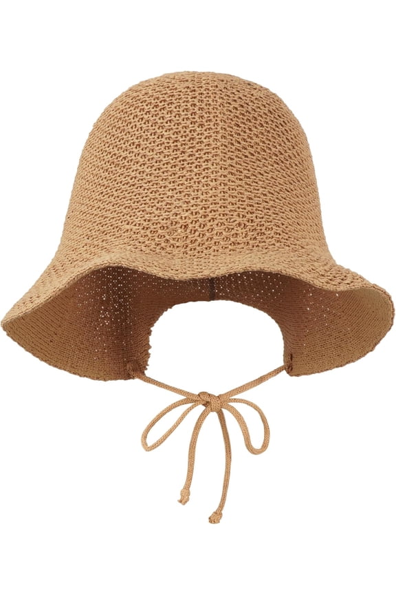 Women Summer Floppy Sun Hat Foldable Packable Wide Brim Knitted Beach Hat Ponytail Bucket Hat
