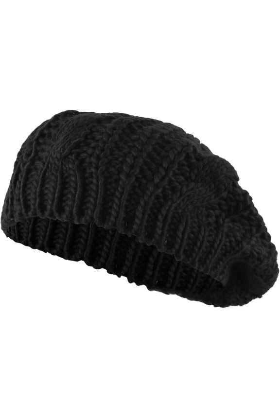Women Winter Knitted Twisted Beret Cap Slouchy Crochet Beanie Hat Ladies Warm Beret Hat