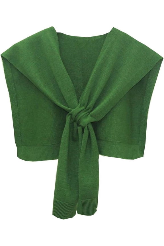 Women's Casual Knit Sweater Shawl Wrap Tied Detachable Fake Collar Triangle Knotted Shawls Travel Cape Shoulder Tops