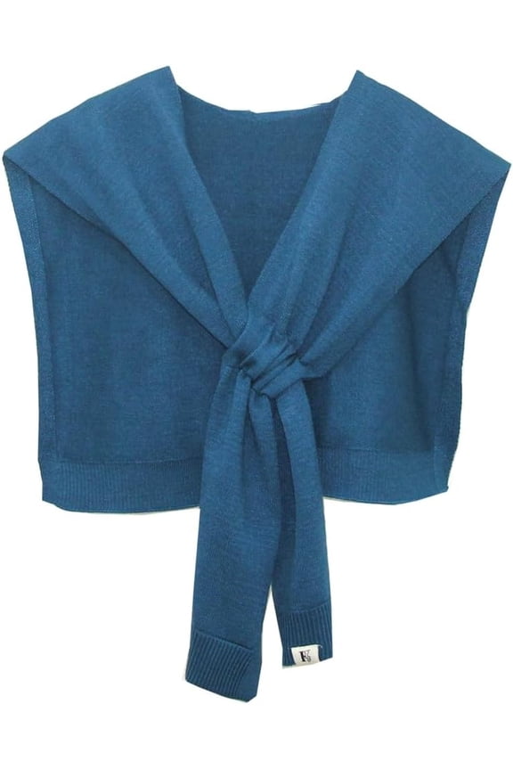 Women's Casual Knit Sweater Shawl Wrap Tied Detachable Fake Collar Triangle Knotted Shawls Travel Cape Shoulder Tops