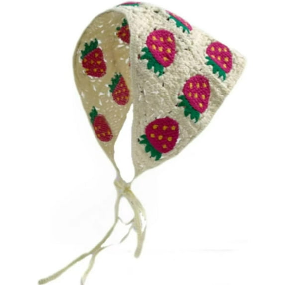 CoCoMangos Women's Crochet Bandana Hair Scarf Y2k Aesthetic Accessories Knitted Head Kerchief Cottagecore Floral Headband