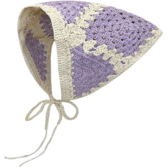 CoCoMangos Women's Crochet Bandana Hair Scarf Y2k Aesthetic Accessories Knitted Head Kerchief Cottagecore Floral Headband