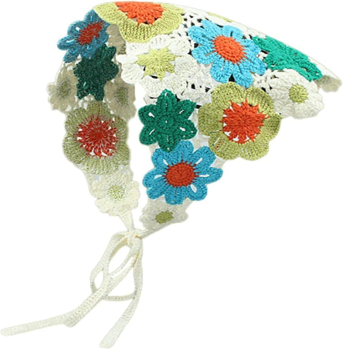 CoCoMangos Women's Crochet Bandana Hair Scarf Y2k Aesthetic