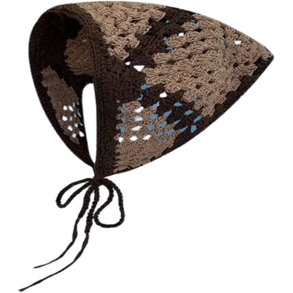 CoCoMangos Women's Crochet Bandana Hair Scarf Y2k Aesthetic Accessories Knitted Head Kerchief Cottagecore Floral Headband