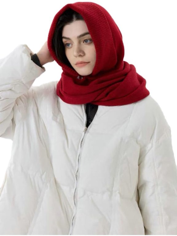 Women's Knitted Infinity Hooded Scarf Circle Loop Scarves Balaclava Neck Warmer Pullover Beanie Warm Winter Skull Cap