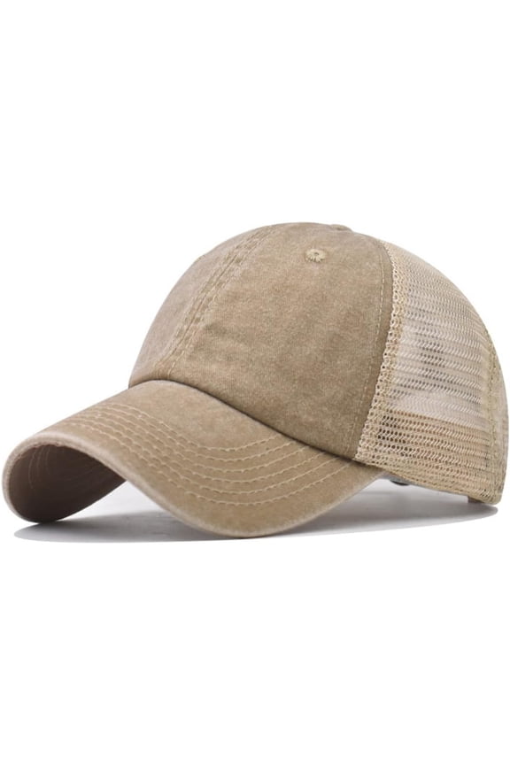 Women's Lady's Summer Pure Color Washed Cotton Baseball Cap Sun Hat Outdoor Runner Cap with Mesh Back