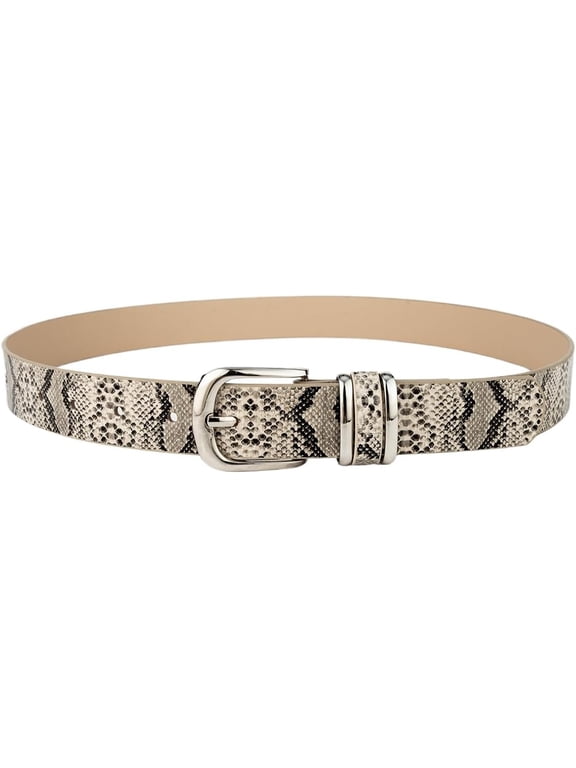 Women's Leather Trendy Waist Belt Snake Skin/leopard Belt Silver Buckle Y2k Elegant for Jeans Dress Belts