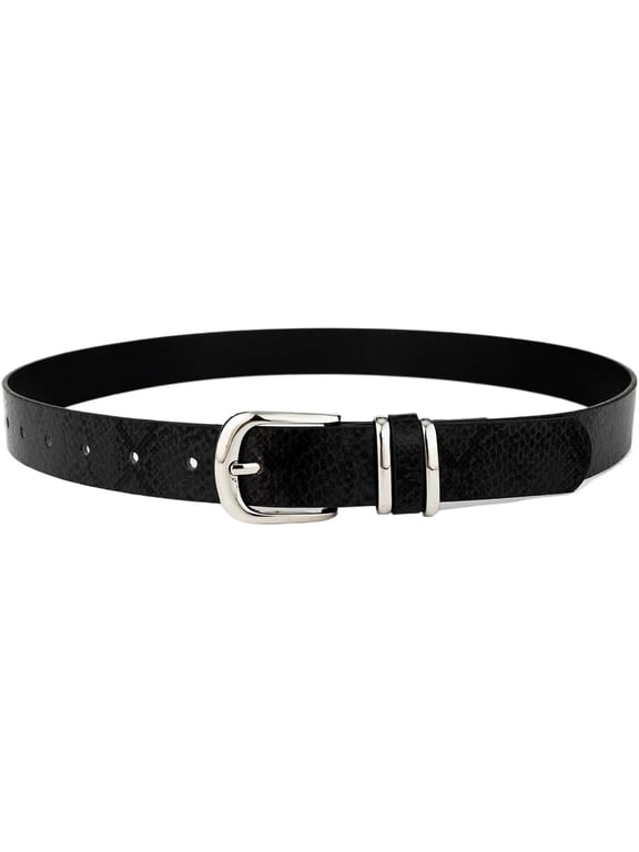 Women's Leather Trendy Waist Belt Snake Skin/leopard Belt Silver Buckle Y2k Elegant for Jeans Dress Belts