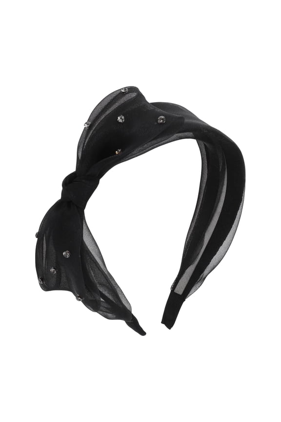 Women's Mesh Bow Headbands Black 1 Pc