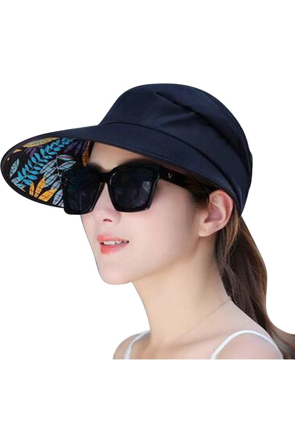Women's Packable Sun Visor Hats Casual Summer UV Protection Beach Caps Adjustable Wide Brim Sports Visor Caps