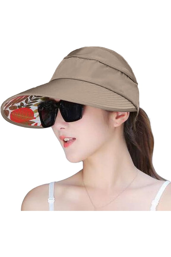 Women's Packable Sun Visor Hats Casual Summer UV Protection Beach Caps Adjustable Wide Brim Sports Visor Caps