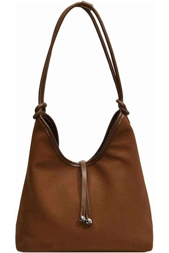 Women's Retro Tote Bags Suede Crescent Shoulder Bag Vegan Leather Hobo Handbag PU Purse Crossbody Bag Work Office