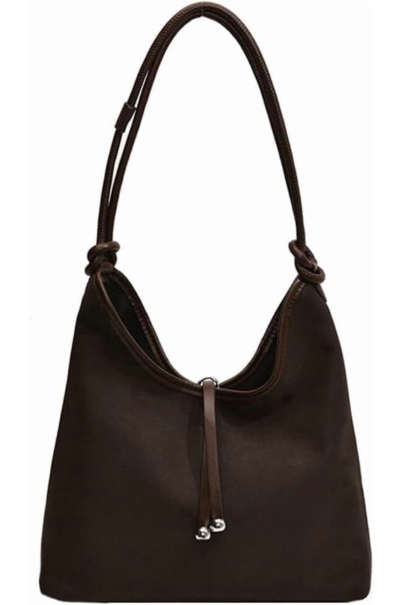 Women's Retro Tote Bags Suede Crescent Shoulder Bag Vegan Leather Hobo Handbag PU Purse Crossbody Bag Work Office