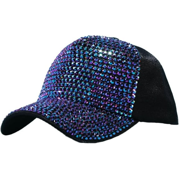 CoCoMangos Women’s Rhinestone Baseball Cap Bling Adjustable Dad Hat Sparkly Low-Profile Sun Hat for Hiking Travel