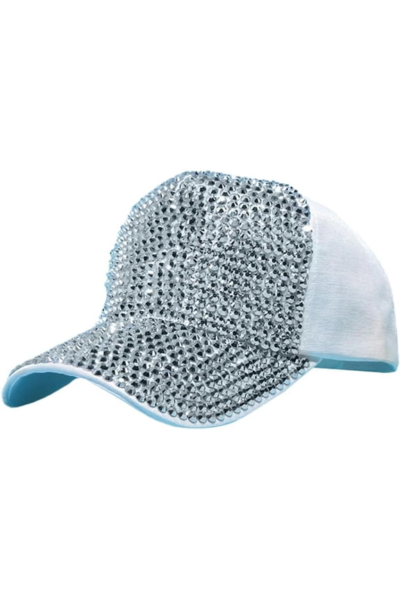 Women’s Rhinestone Baseball Cap Bling Adjustable Dad Hat Sparkly Low-Profile Sun Hat for Hiking Travel