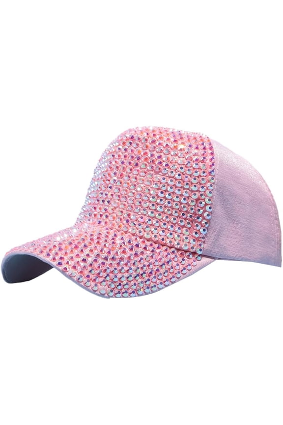 Women’s Rhinestone Baseball Cap Bling Adjustable Dad Hat Sparkly Low-Profile Sun Hat for Hiking Travel