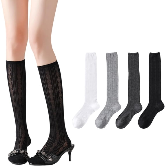 CoCoMangos Women's Sheer Slouch Knee High Socks Argyle Pattern Calf Boot Stockings